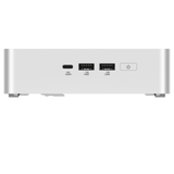 ASUS NUC 15 Pro+ mini-PC i sølv med USB-porte foran