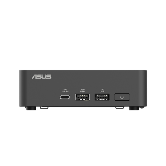 ASUS NUC 15 Pro Slim sort mini-PC med USB-porte på forsiden