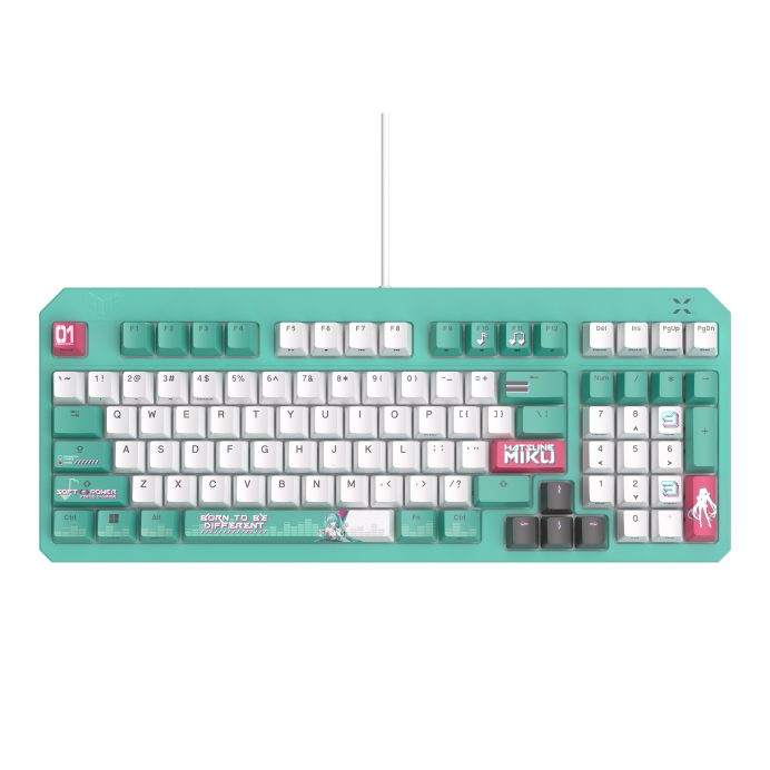 ASUS TUF Gaming K3 Gen II – Hatsune Miku Edition – Nordic – tastatur set forfra