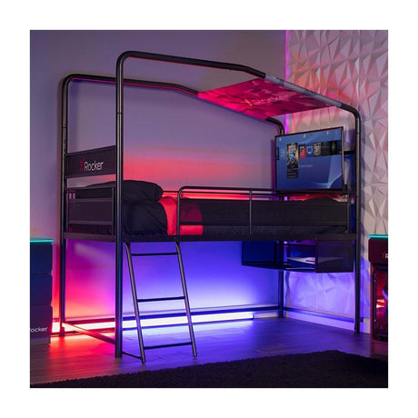 Xrocker Contra Mid-Sleeper Gaming Bunk Bed With Reversible Profile - Black And Camo X-Rocker