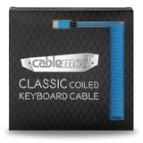 CableMod Classic Coiled Keyboard Cable Micro USB to USB Type A, Spectrum Blue - 150cm