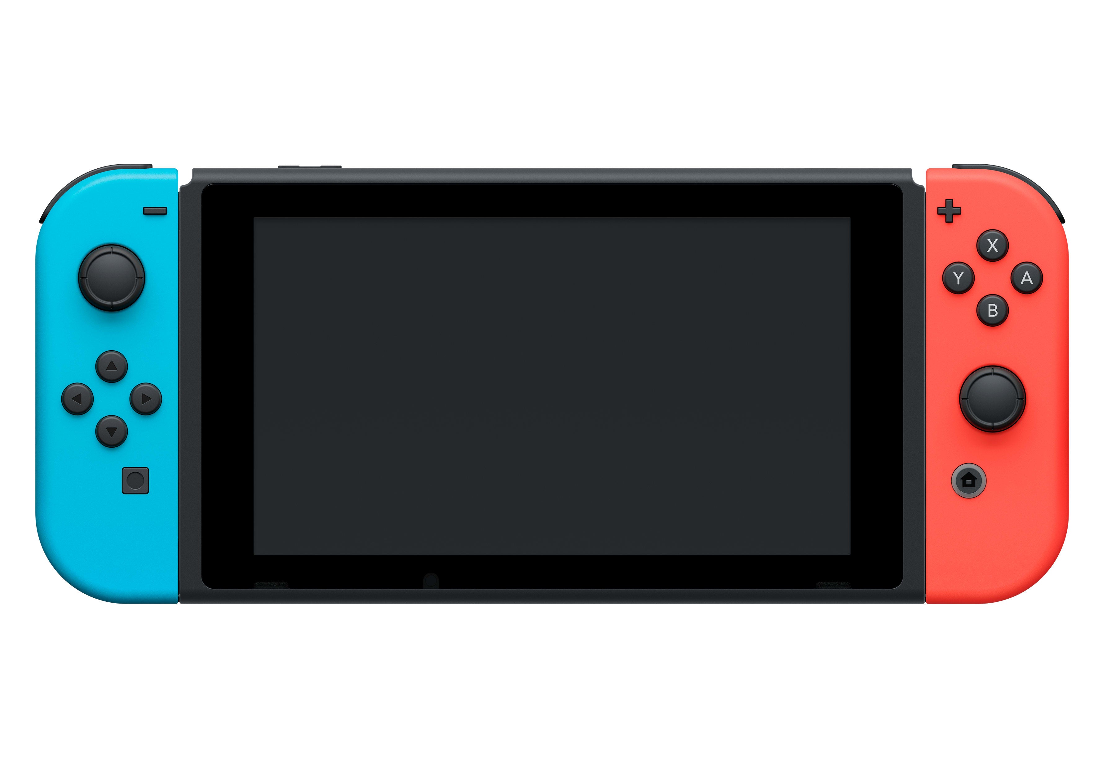 Nintendo Switch-Konsole mit neonrotem und neonblauem Joy-Con (aktualisierte Version)