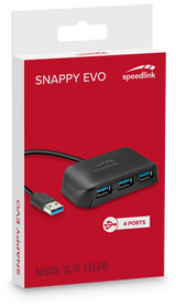 SpeedLink SNAPPY EVO USB-Hub, 4-Port, USB 3.0, Passiv, schwarz