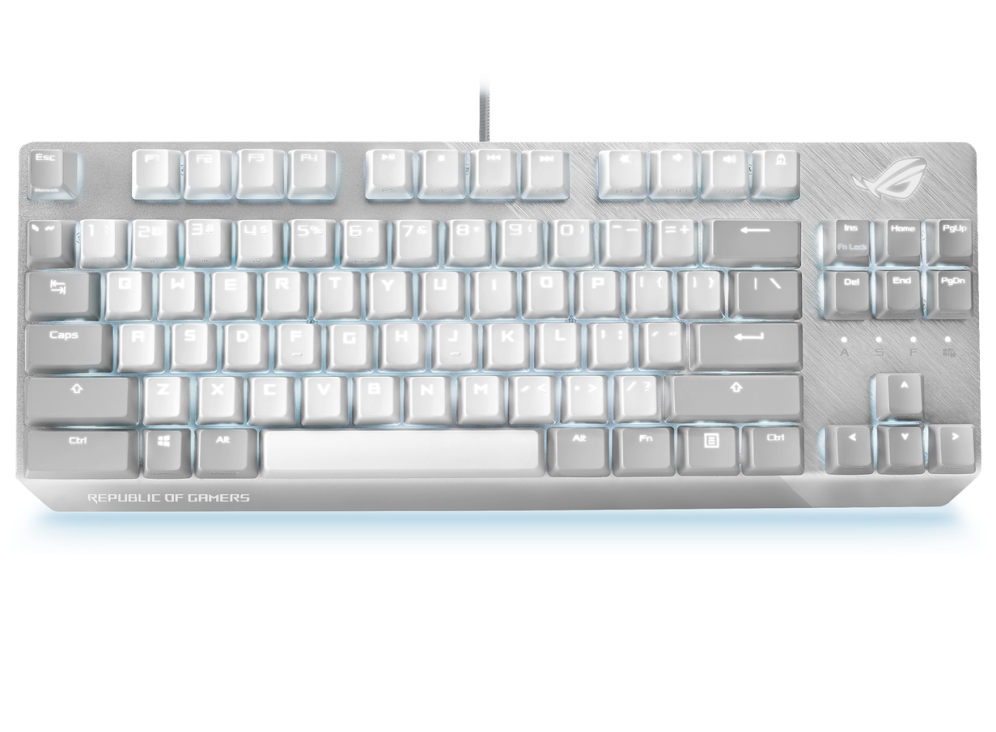 ASUS ROG Strix Scope NX TKL MOONLIGHT WHITE Edition Kabelgebundene Gaming-Tastatur (NX Red Switches) 