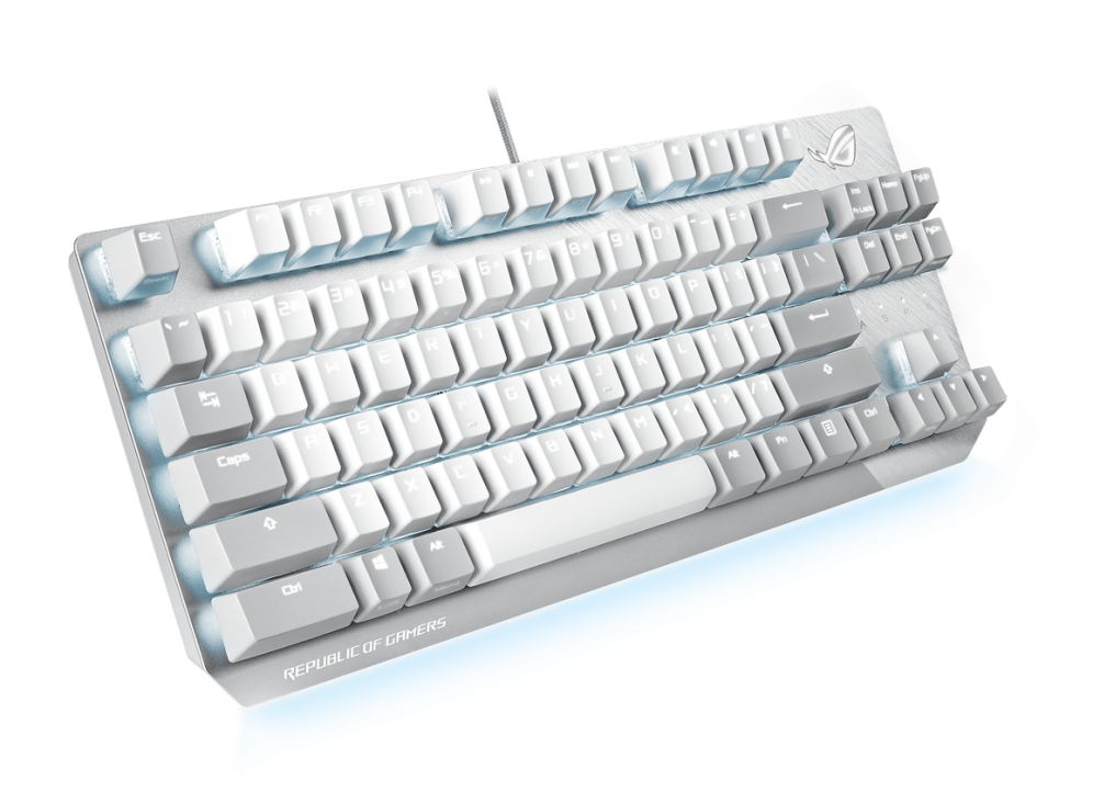 ASUS ROG Strix Scope NX TKL MOONLIGHT WHITE Edition Kabelgebundene Gaming-Tastatur (NX Red Switches) 