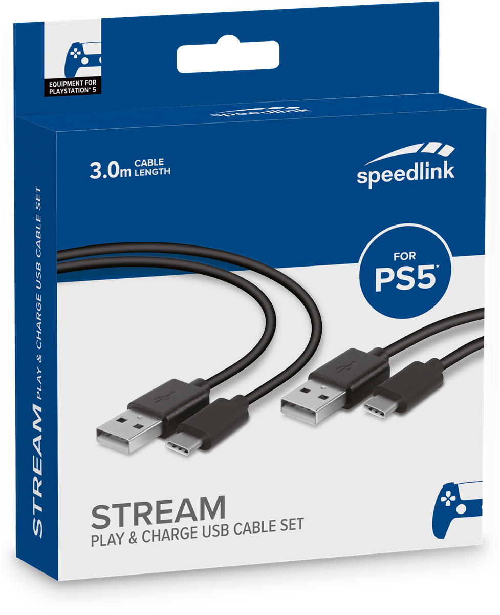 SpeedLink STREAM Play &amp; Charge USB-C-Kabelset für PS5, schwarz