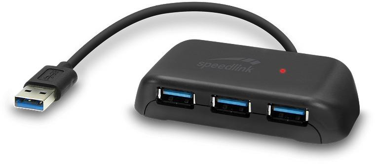 SpeedLink SNAPPY EVO USB-Hub, 4-Port, USB 3.0, Aktiv, schwarz