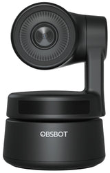Sort OBSBOT Tiny-webcam på drejelig kamerabase