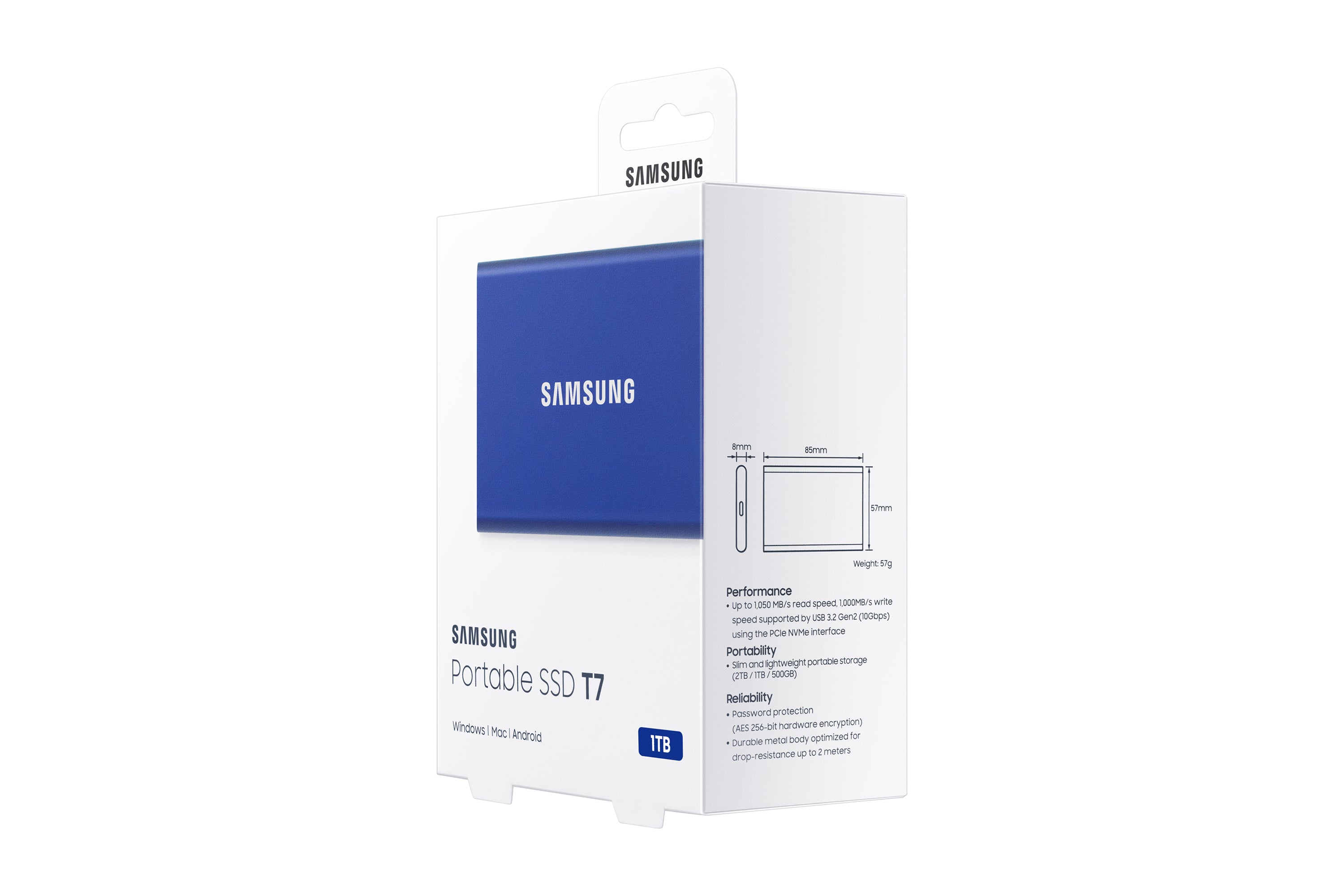 Tragbare Samsung SSD T7 SSD MU-PC1T0H 1 TB USB 3.2 Gen 2