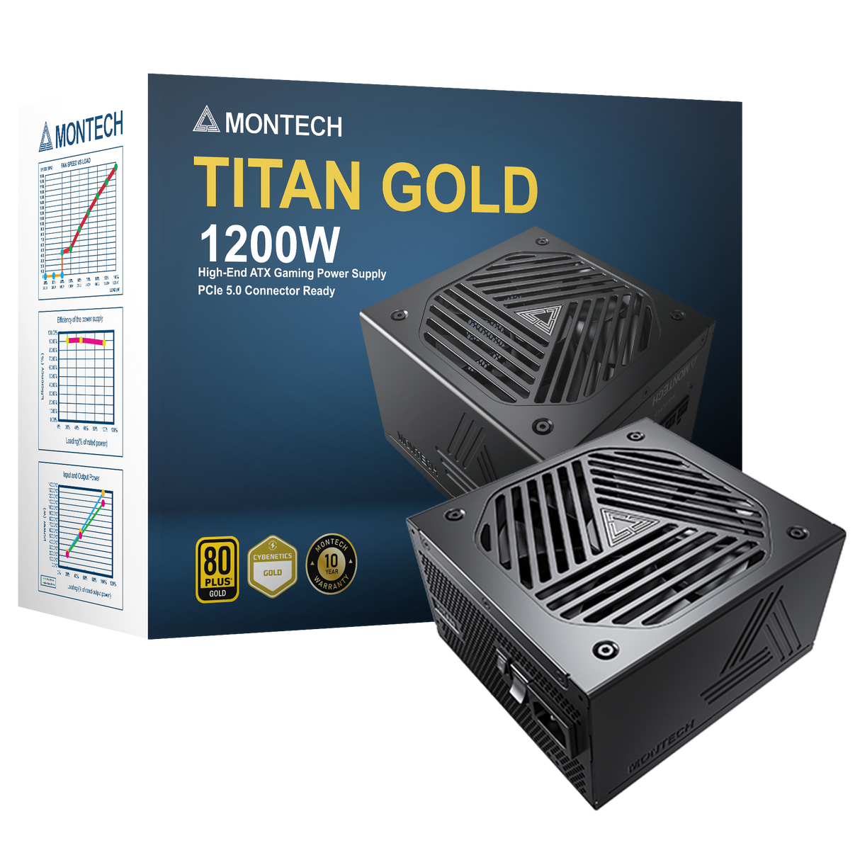 Montech Titan 1200W – Vollmodular, 80+ Gold &amp; Cybenetics Gold, ATX 3.0, 12VHPWR-Anschluss