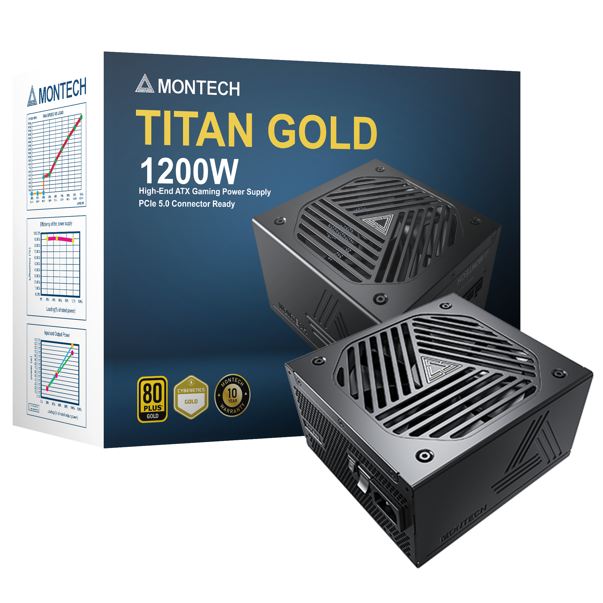 Montech Titan 1200W – Vollmodular, 80+ Gold &amp; Cybenetics Gold, ATX 3.0, 12VHPWR-Anschluss