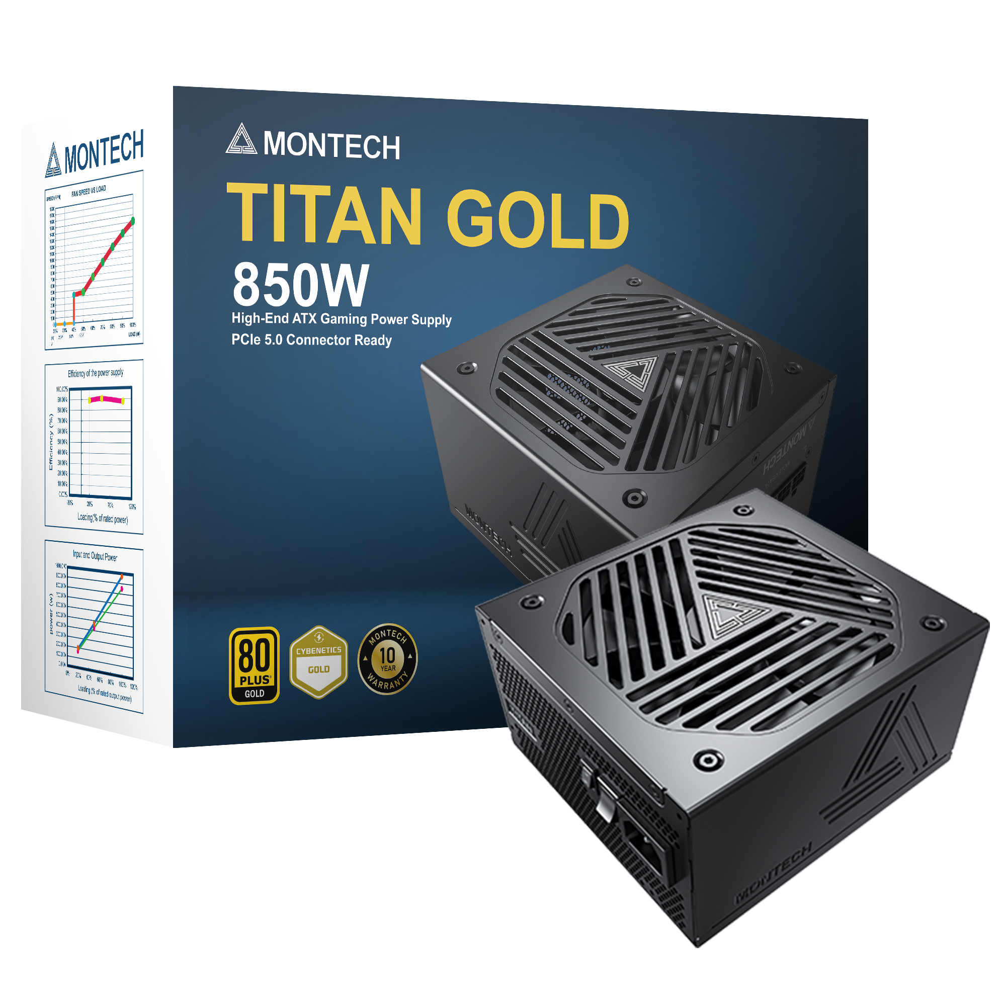 Montech Titan 850W – Vollmodular, 80+ Gold &amp; Cybenetics Gold, ATX 3.0, 12VHPWR-Anschluss