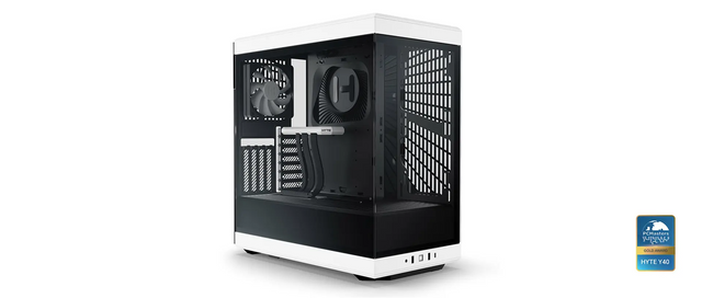 HYTE Y40 Black/White Miditower - Panoramic Glass Veil, included PCIe 4.0 riser cable, 2 included fans HYTE