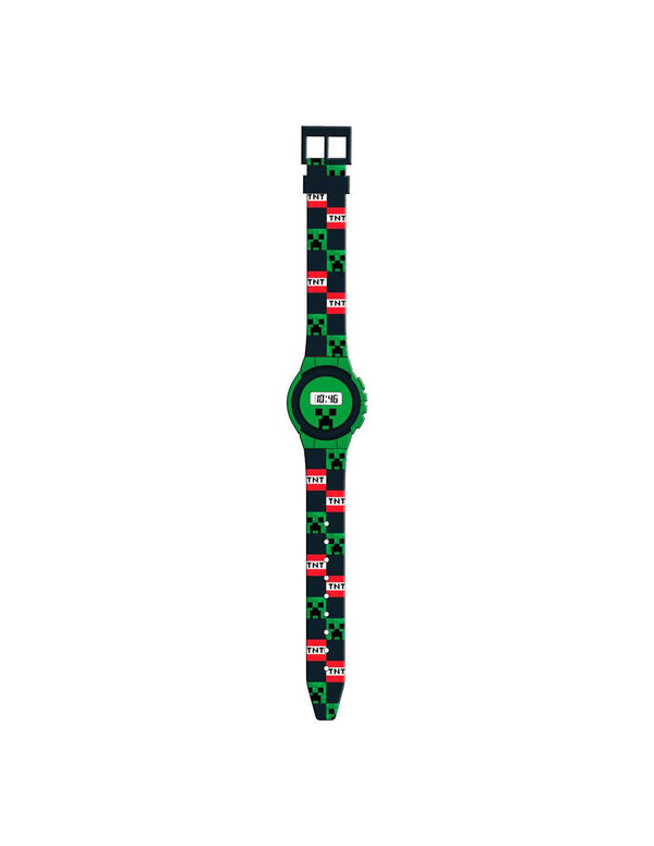 Minecraft-Digitaluhr mit Creeper und TNT