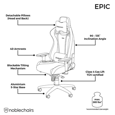 noblechairs EPIC Real Leather Black/Black noblechairs