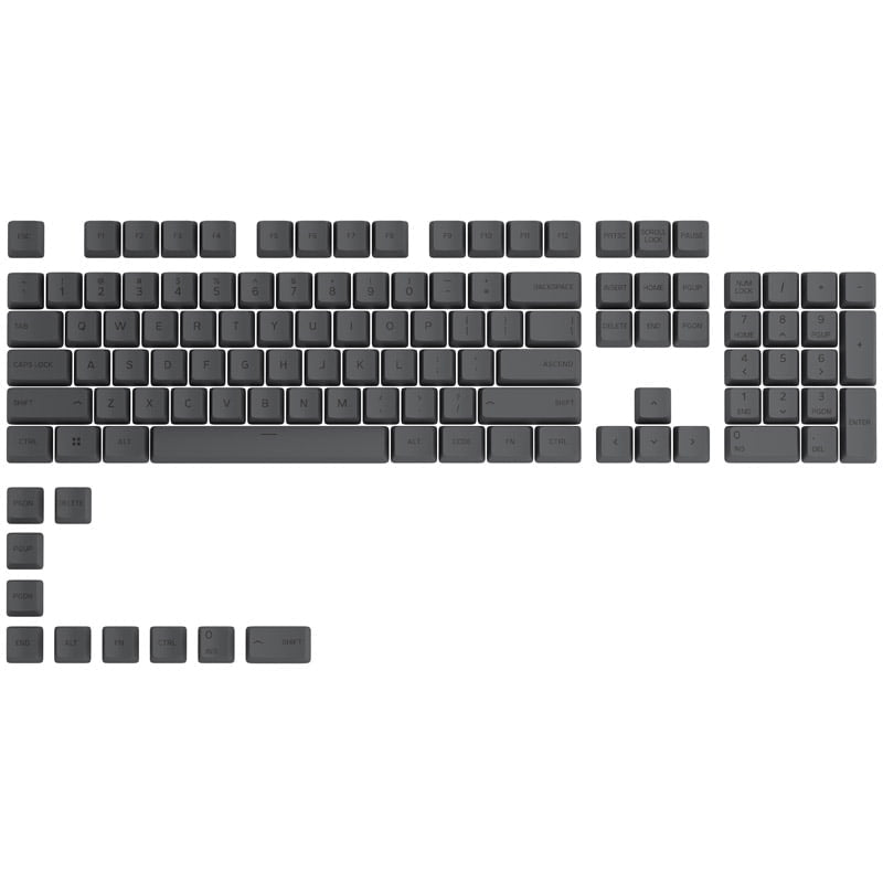 Glorious GPBT Keycaps - 114 PBT Caps, ANSI, US Layout, Black Ash Glorious