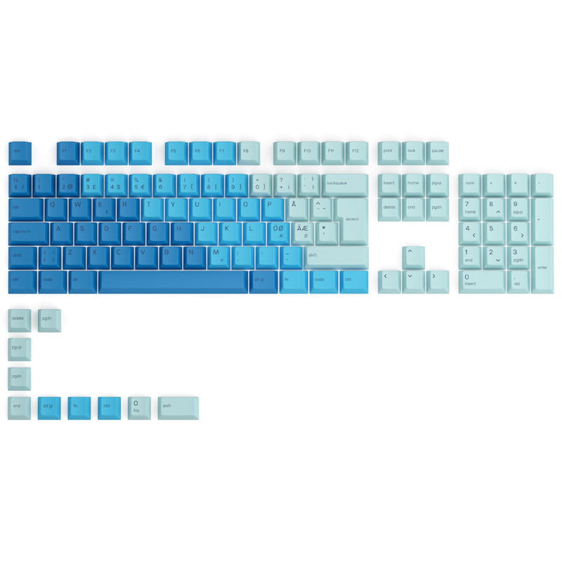 Glorious GPBT Keycaps - 115 PBT keycaps, ISO, Nordic-Layout, Caribbean Ocean Glorious