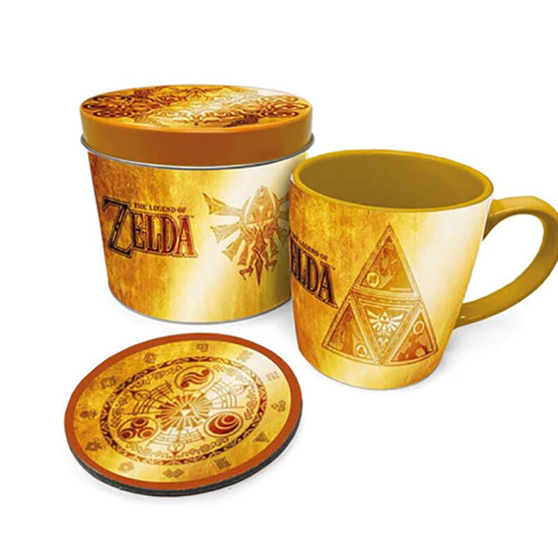Goldenes Triforce-Tassen- und Untersetzer-Geschenkset