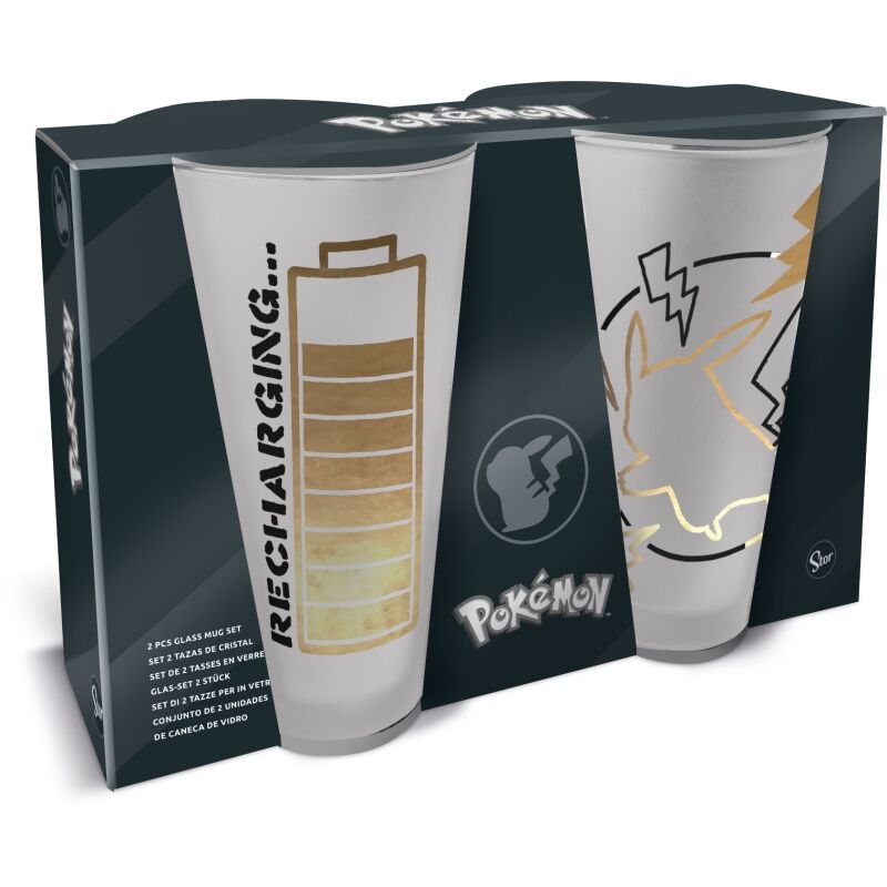 Sæt Med 2 Glas - Pikachu Recharge - 490 ml