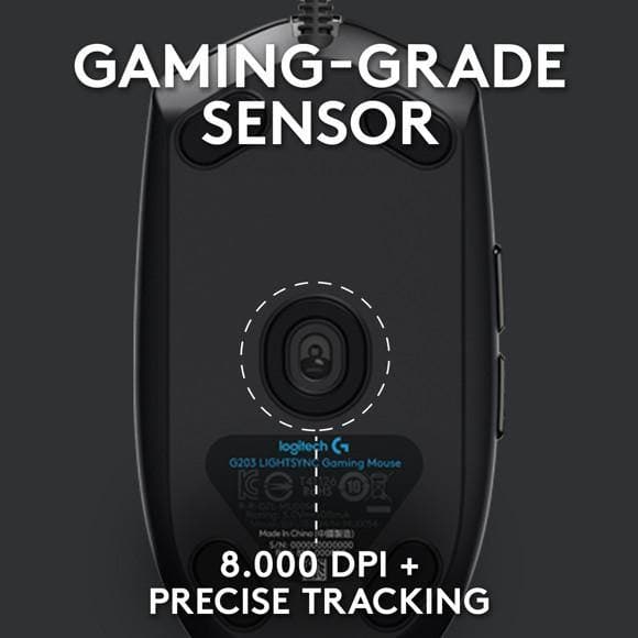 Logitech - G203 LIGHTSYNC Gaming mus sort Logitech