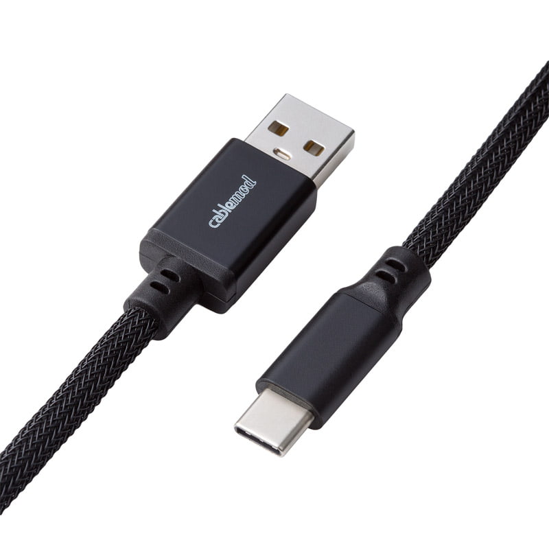 CableMod Pro Coiled Keyboard Cable USB A to USB Type C, Midnight Black - 150cm CableMod