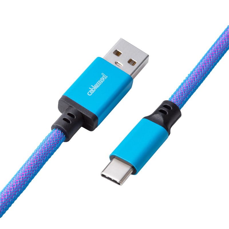 CableMod Pro Coiled Keyboard Cable USB A to USB Type C, Galaxy Blue - 150cm CableMod