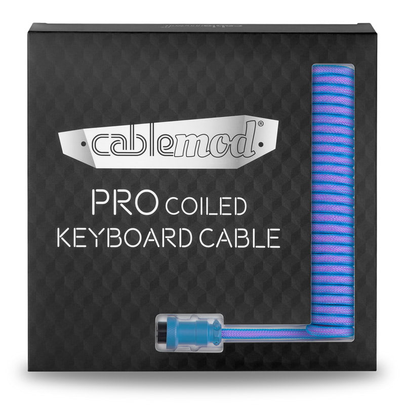 CableMod Pro Coiled Keyboard Cable USB A to USB Type C, Galaxy Blue - 150cm CableMod