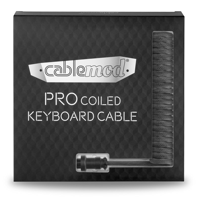 CableMod Pro Spiraltastaturkabel USB-C auf USB Typ A, Karbongrau – 150 cm