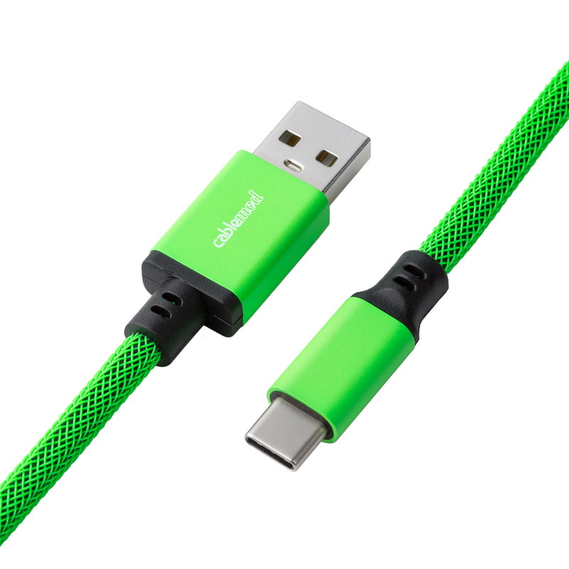 CableMod Pro Coiled Keyboard Cable USB A to USB Type C, Viper Green - 150cm CableMod