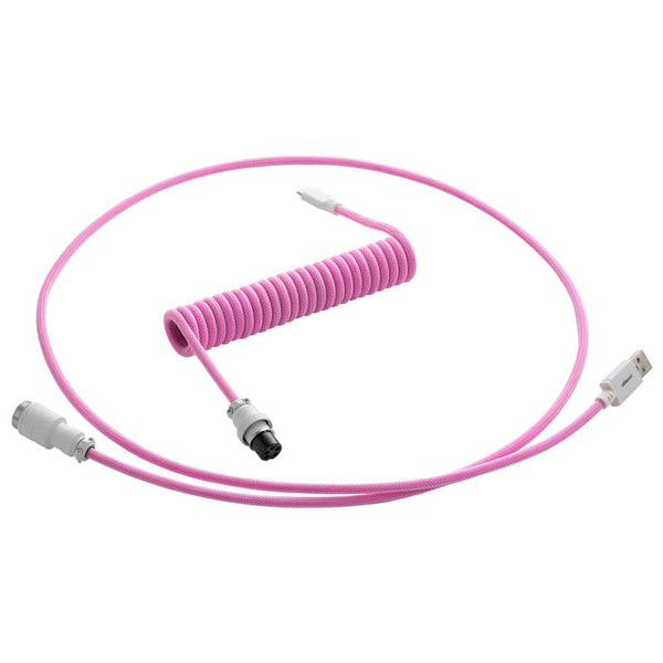 CableMod Pro Spiraltastaturkabel USB A auf USB Typ C, Erdbeercreme – 150 cm
