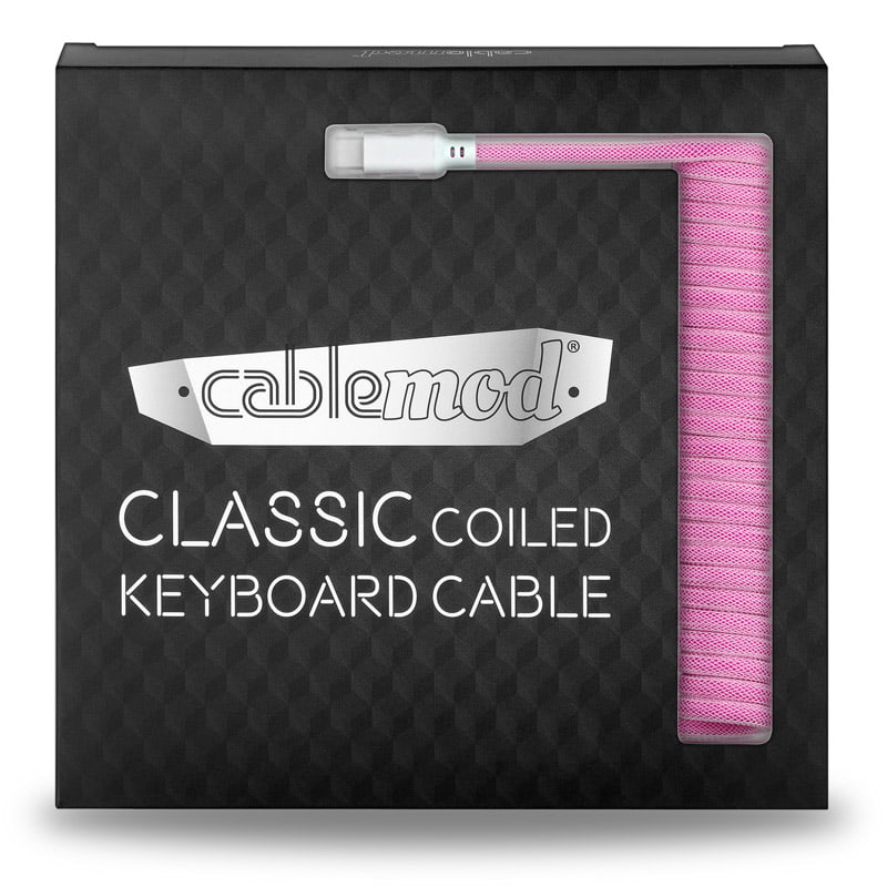CableMod Classic Coiled Keyboard Cable USB A to USB Type C, Strawberry Cream - 150cm CableMod
